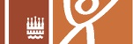 Kultur og idrætshallernes bomærke illustrerer en dansende tændstikmand og kommunens logo